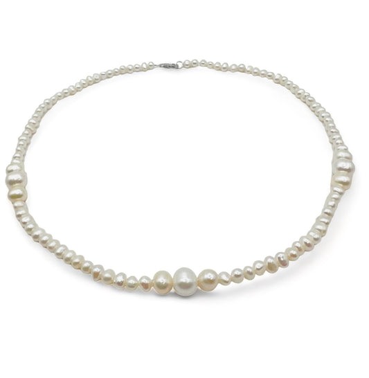 5-6mm & 8-9mm WHITE FRESHWATER PEARL NECKLACE