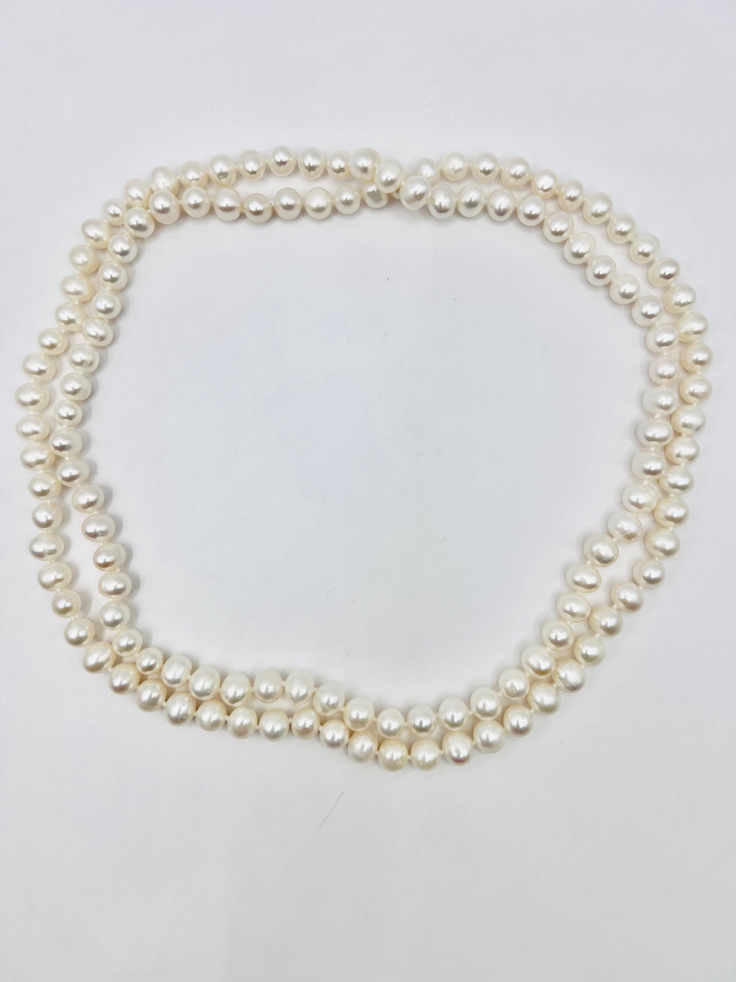 7-7.5mm WHITE FRESHWATER PEARL LONG NECKLACE