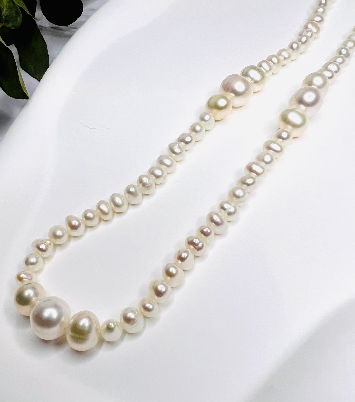 5-6mm & 8-9mm WHITE FRESHWATER PEARL NECKLACE