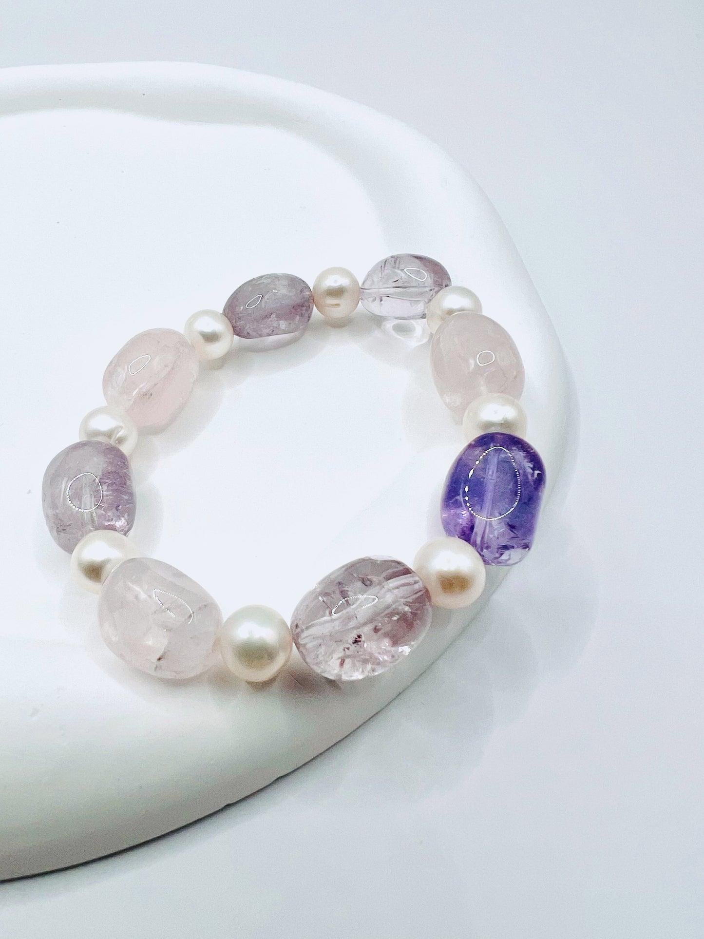 MUTI STONE WITH 7-8mm FRESHWATER PEARL BRACELET