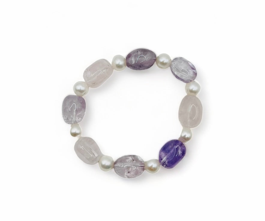 MUTI STONE WITH 7-8mm FRESHWATER PEARL BRACELET