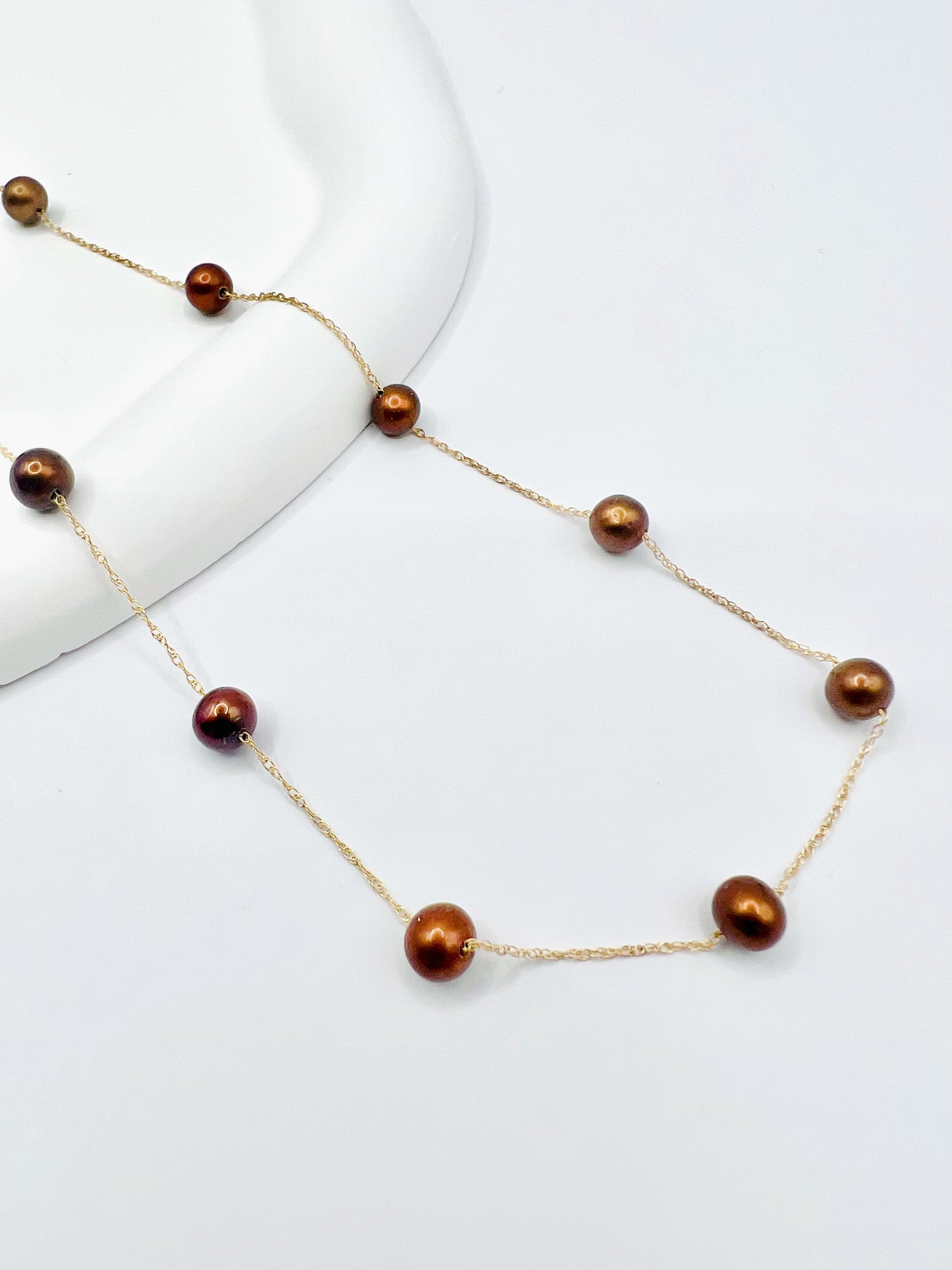 ANYA BLACK FRESHWATER PEARL NECKLACE-10K GOLD