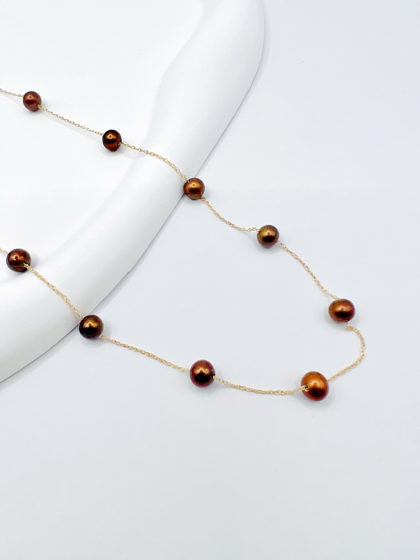 ANYA BLACK FRESHWATER PEARL NECKLACE-10K GOLD