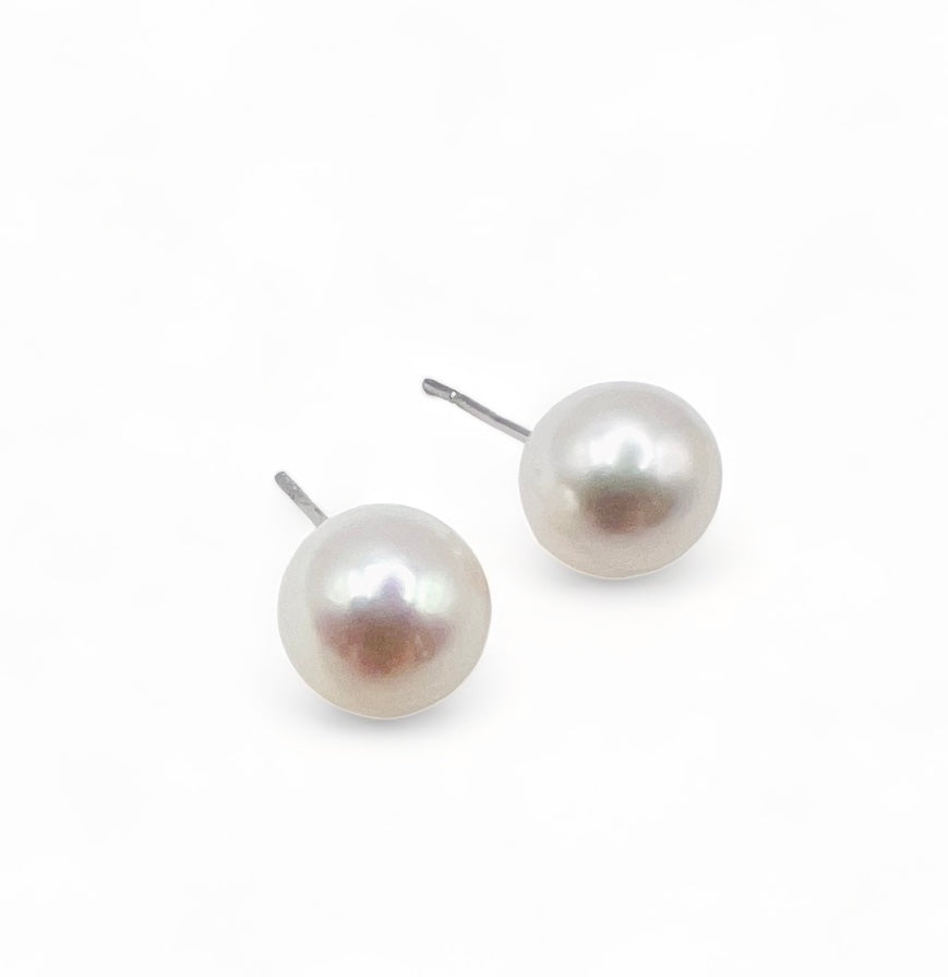 ARIAL 9-9.5mm ROUND FRESHWATER PEARL EARRINGS