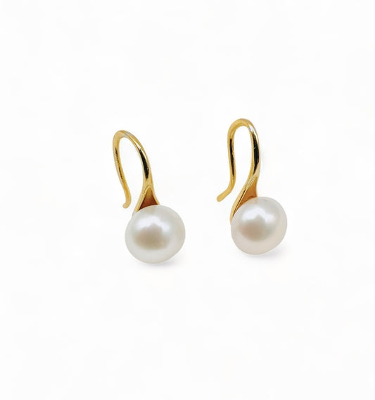 AMAYA 7-7.5mm WHITE BUTTON FRESHWATER PEARL EARRING