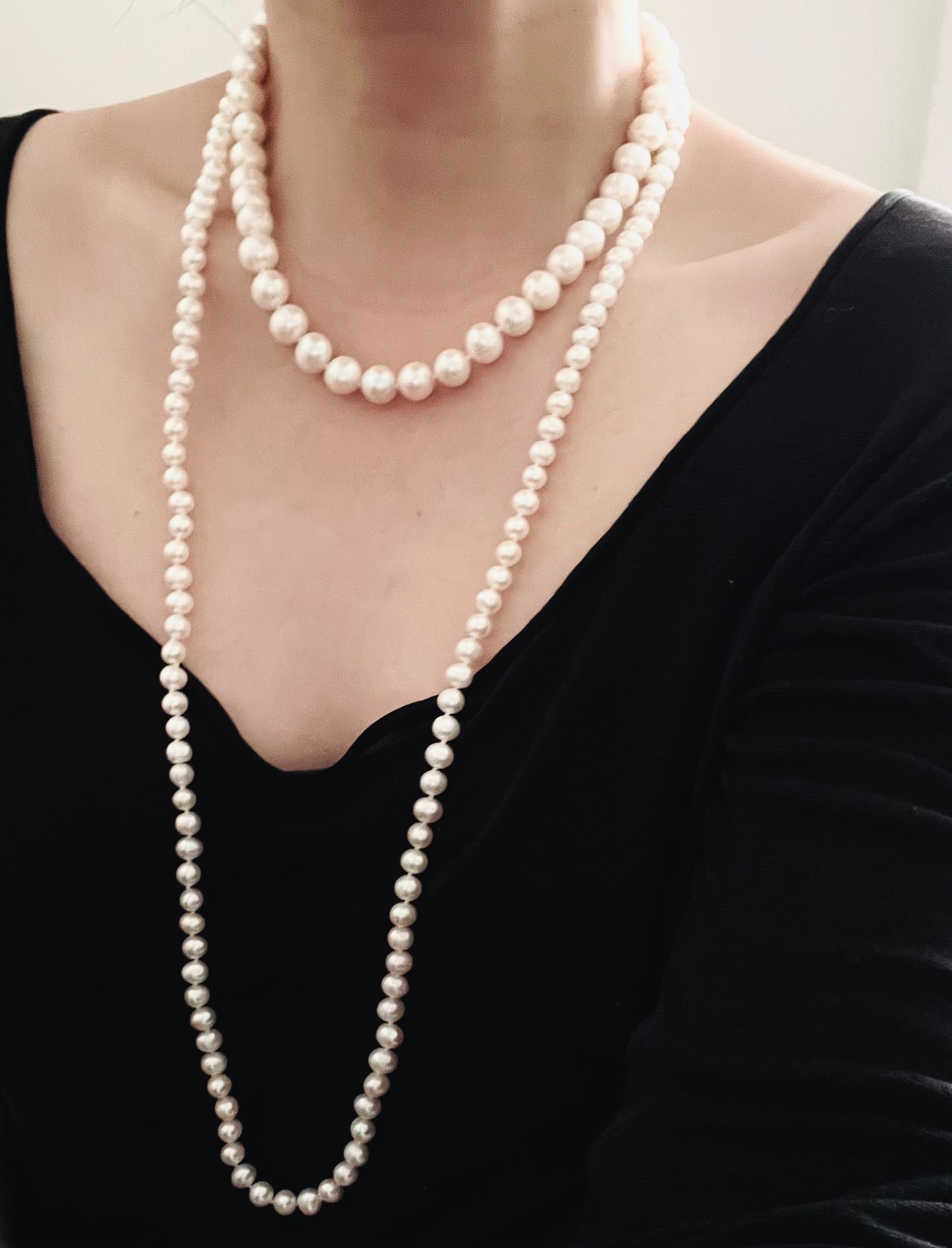 7-7.5mm WHITE FRESHWATER PEARL LONG NECKLACE