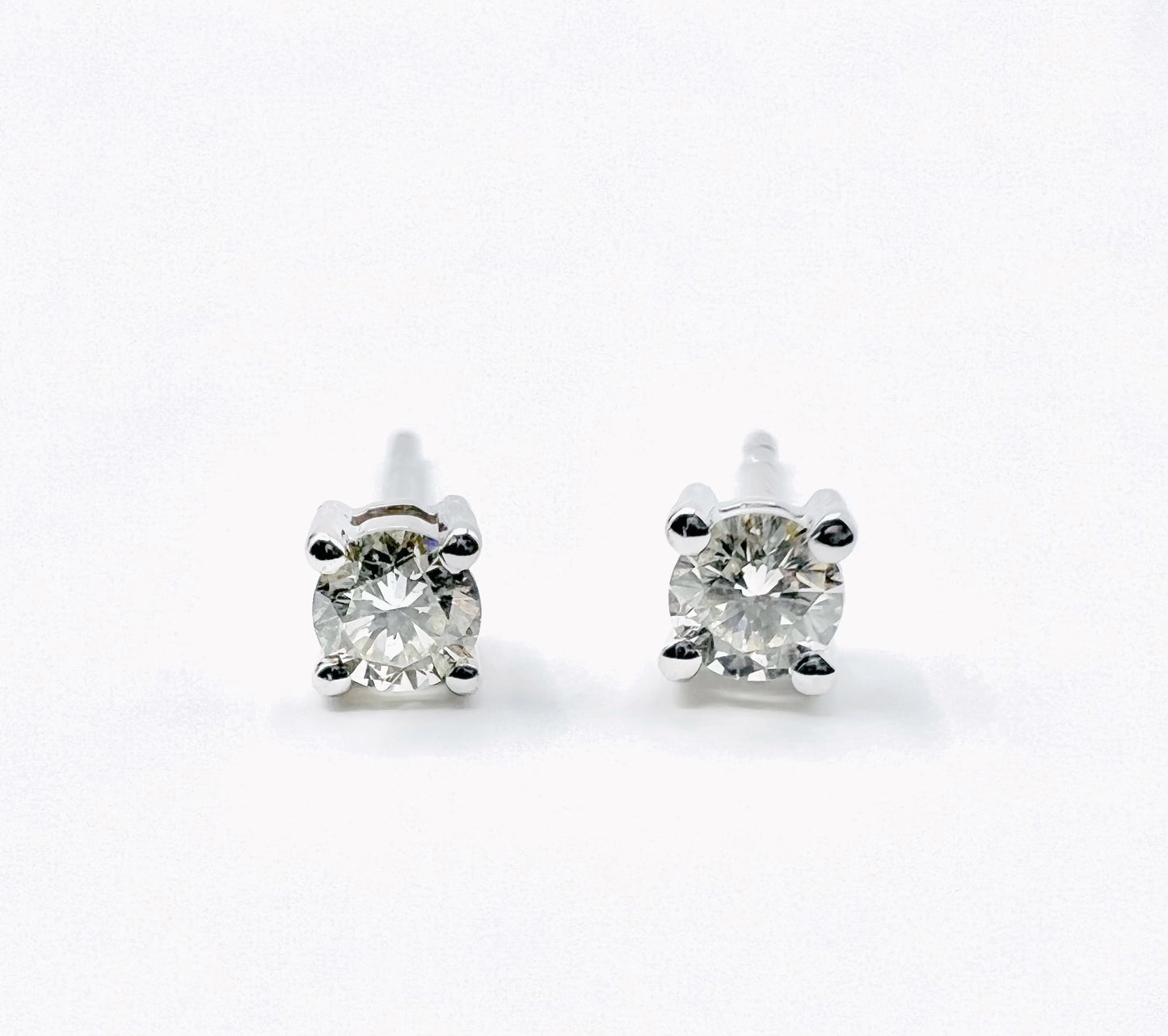 18K GOLD 0.10ct 4 CLAW SOLITAIRE DIAMONDSTUD EARRINGS