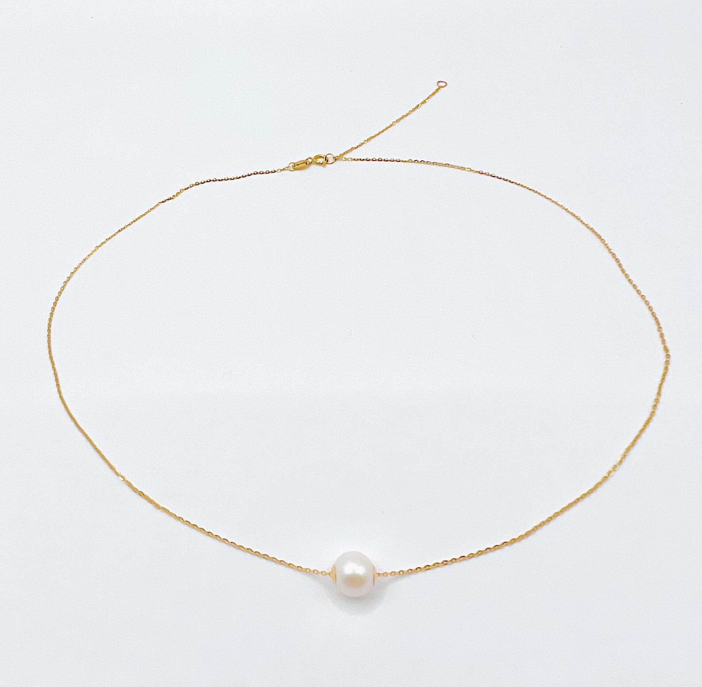 18k YELLOW GOLD WITH WHITE ROUND FRESHWATER PEARL - GOLD