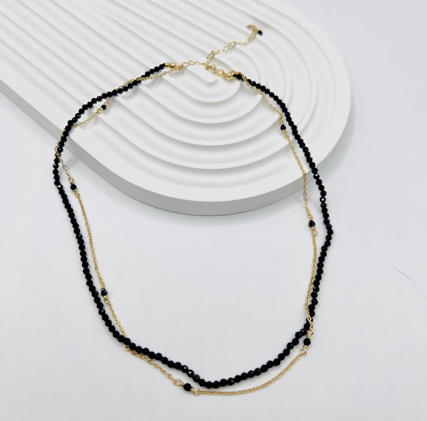 Obsidian Necklace - Black/Gold