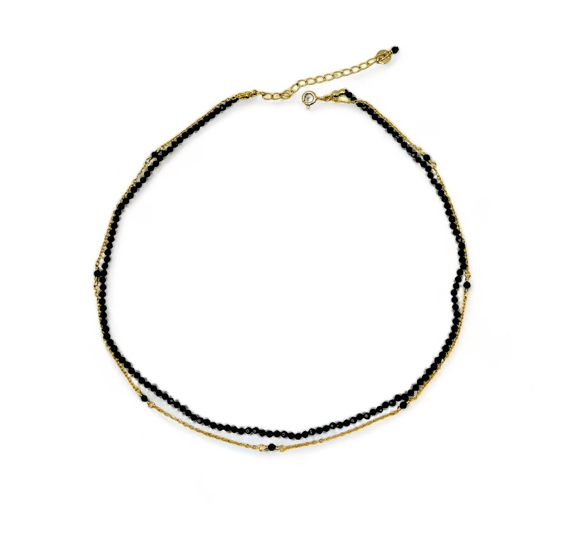 Obsidian Necklace - Black/Gold