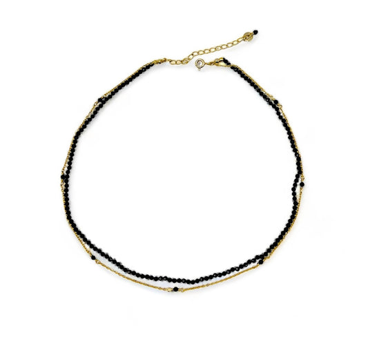 Obsidian Necklace - Black/Gold