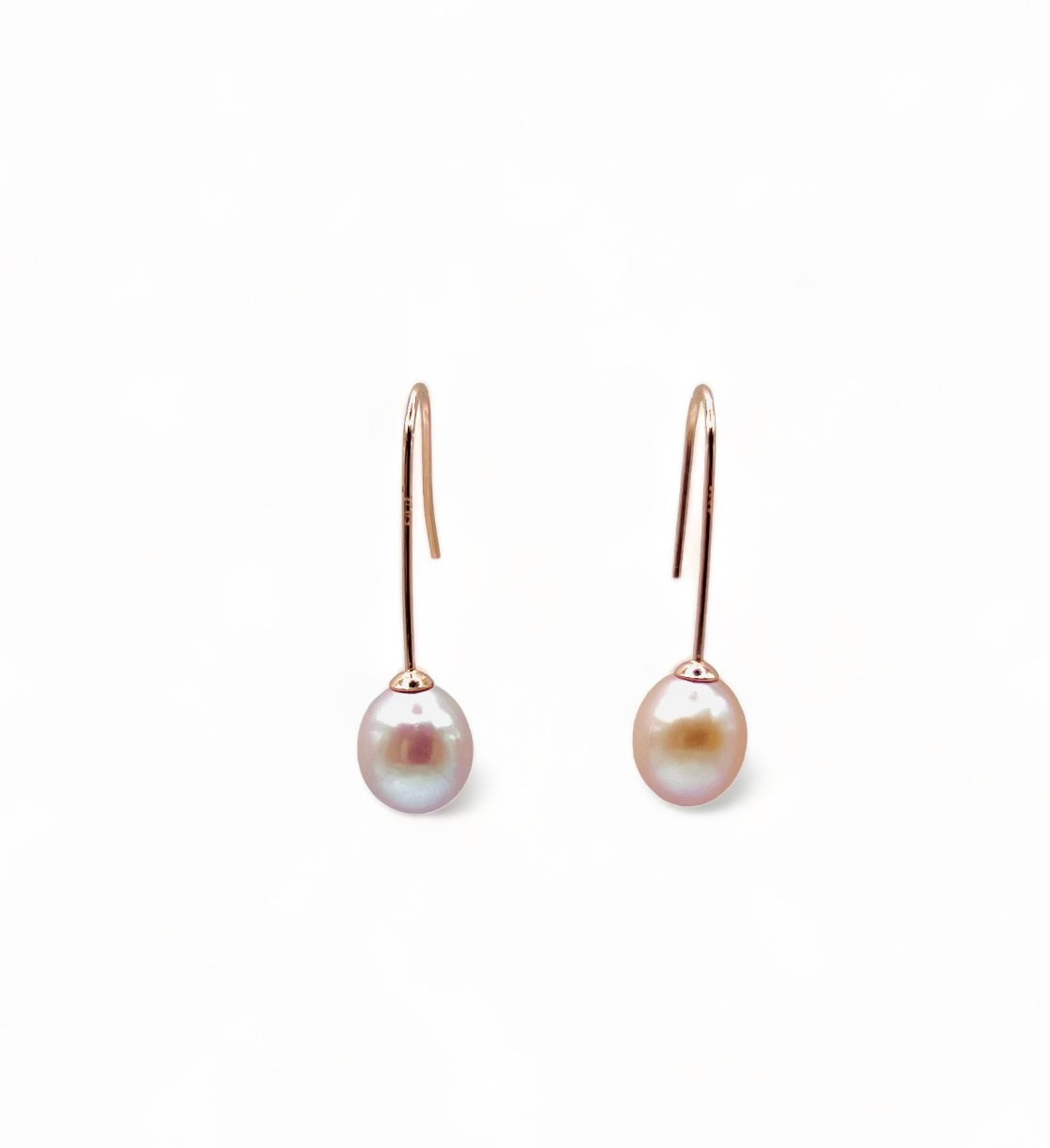 Bold Rose Gold Drop Earrings with Pink Fresh Water pearl