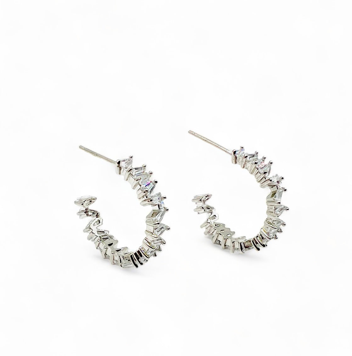 Marcy Cubic Zirconia Hoop Earrings - Silver