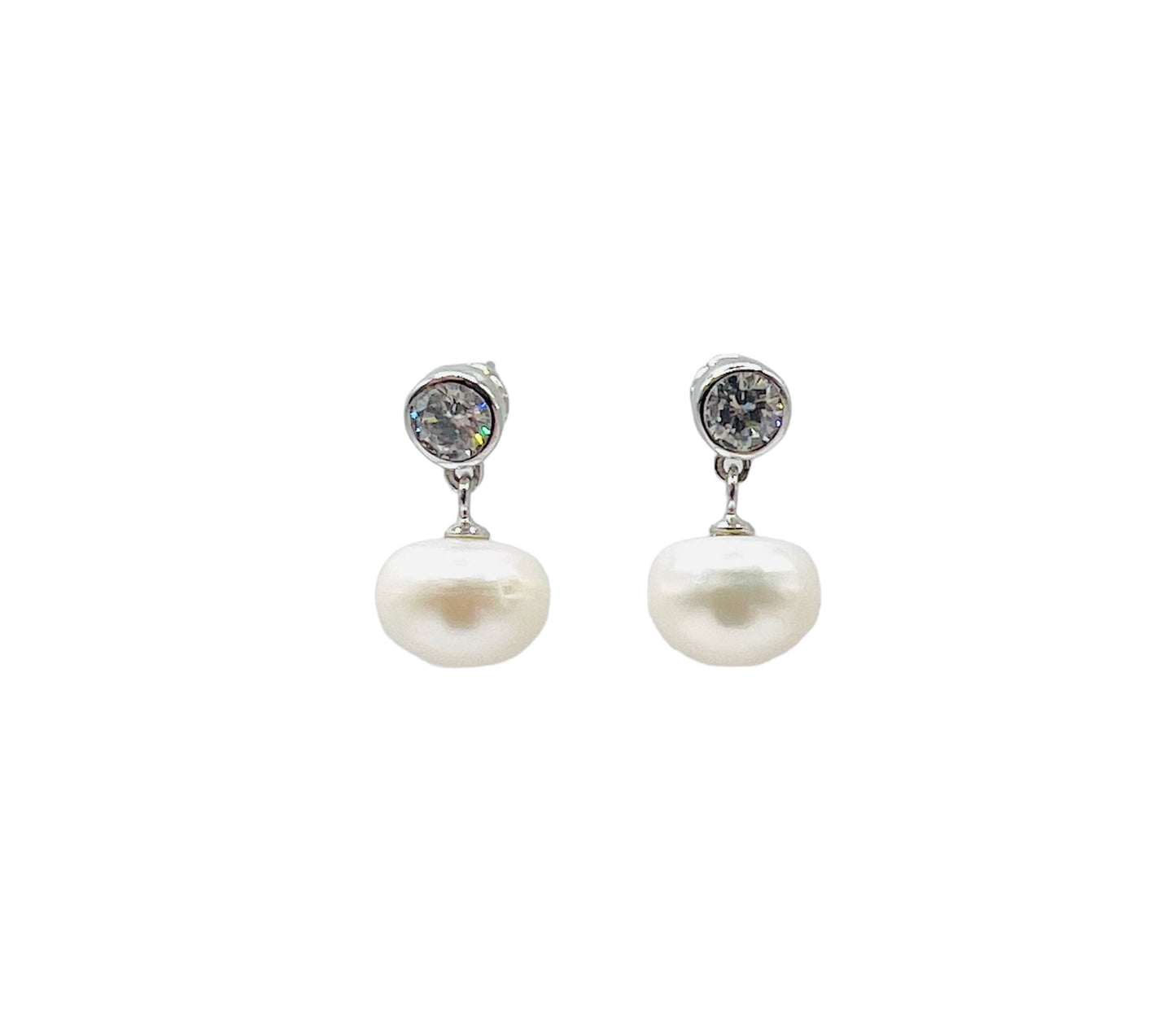 Celeste Pearl Earrings - Silver