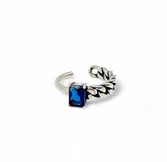 MCKENZIE SILVER RING -NAVY