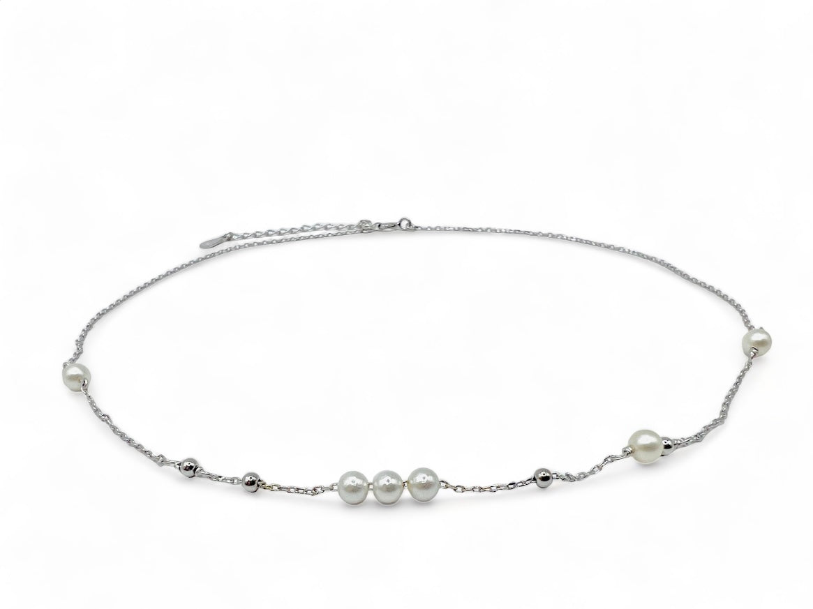 Aitana Pearl Necklace - Silver