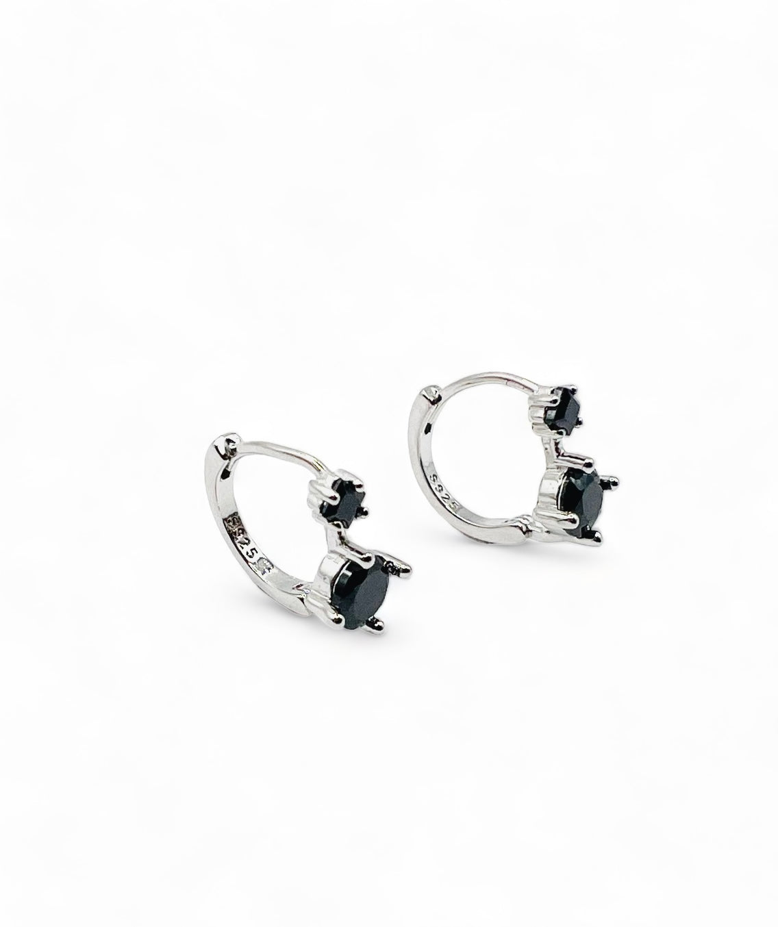 Carla Black Cubic Zirconia Huggies Earrings - Black