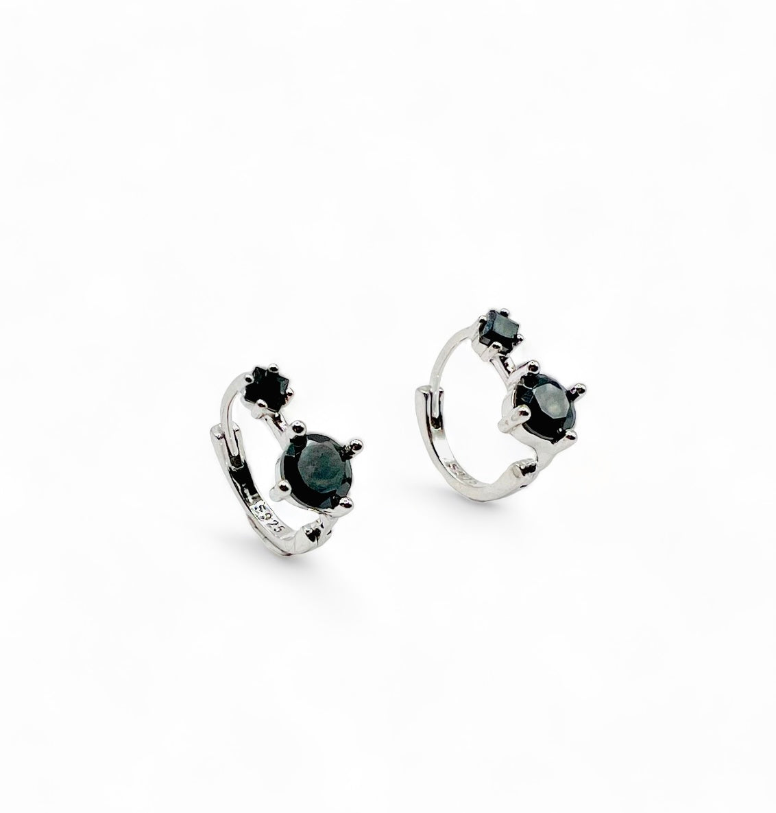 Carla Black Cubic Zirconia Huggies Earrings - Black