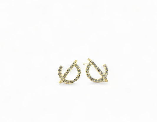 C-SHAPE CUBIC ZIRONIA EARRINGS - GOLD