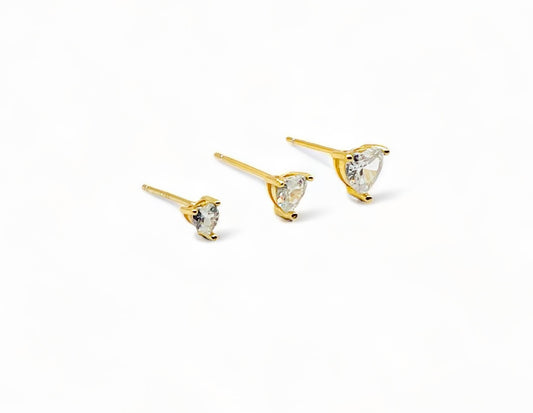 Triangle Cubic Zirconia Earrings Set  - Gold