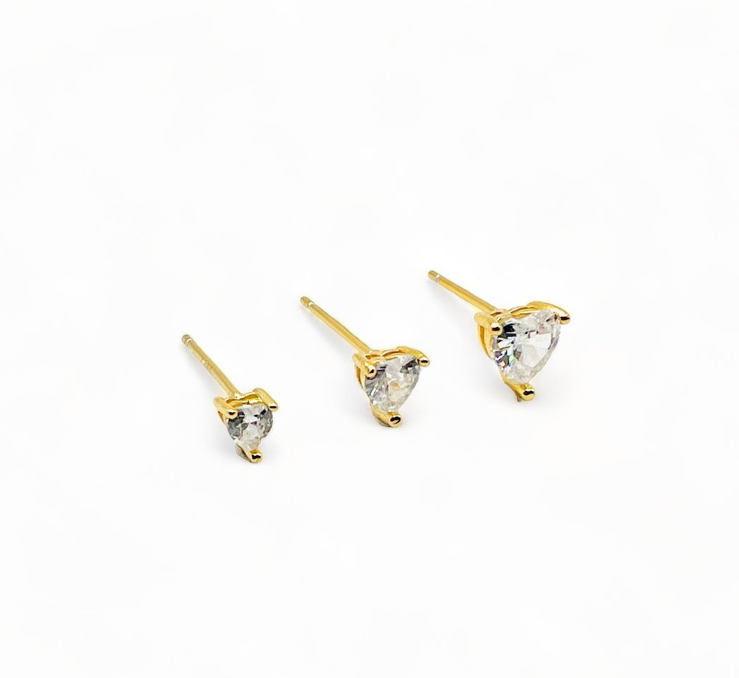 Triangle Cubic Zirconia Earrings Set  - Gold