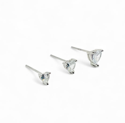 Triangle Cubic Zirconia Earrings Set - Silver