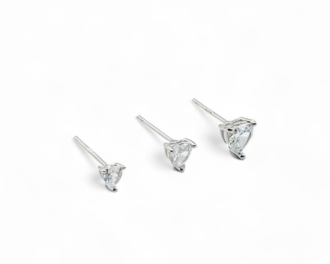 Triangle Cubic Zirconia Earrings Set - Silver