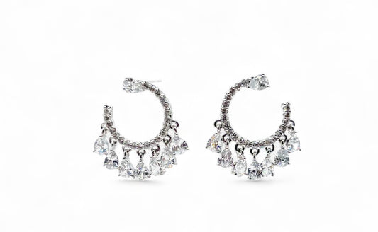 Trivia Cubic Zirconia Drop earrings - Silver